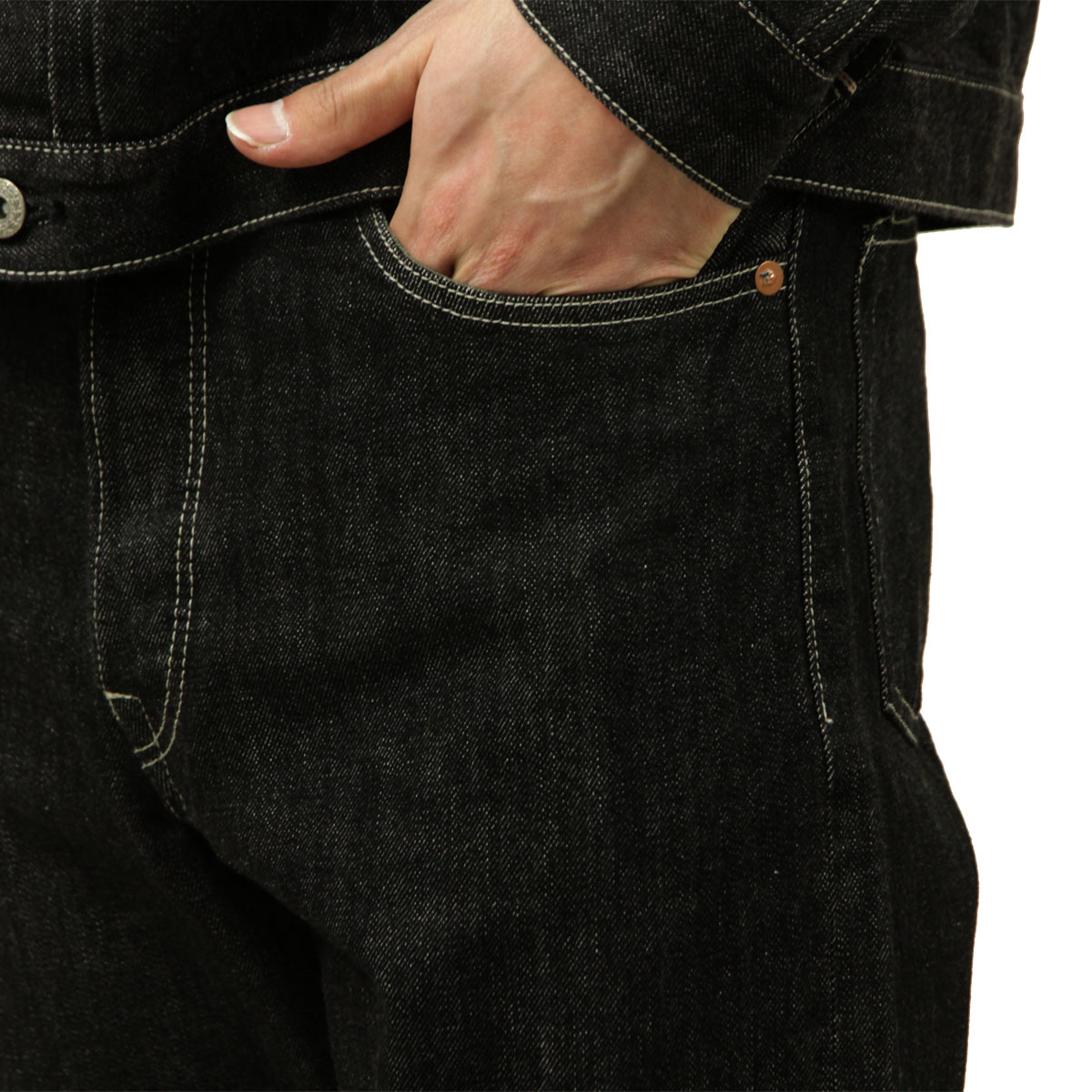 �ҥ塼���ȥ� ��� ������ ��������Ź HOUSTON �ܥȥॹ �ǥ˥� WWIISELVEDGE DENIM PANTS 10164 BK BLACK