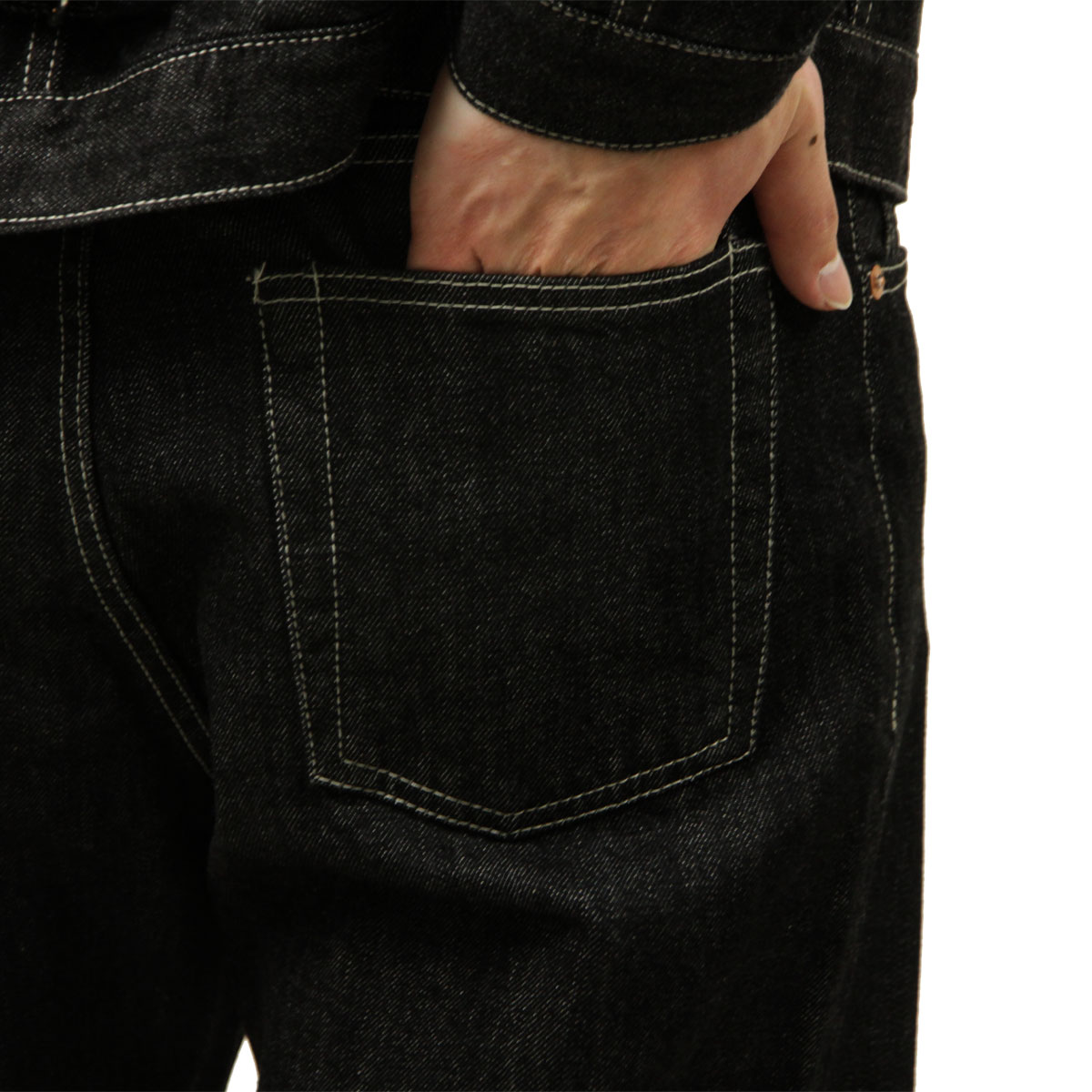 �ҥ塼���ȥ� ��� ������ ��������Ź HOUSTON �ܥȥॹ �ǥ˥� WWIISELVEDGE DENIM PANTS 10164 BK BLACK