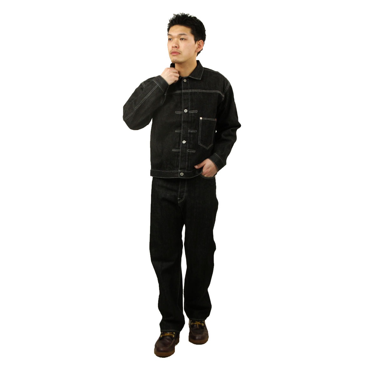 �ҥ塼���ȥ� ��� ������ ��������Ź HOUSTON �ܥȥॹ �ǥ˥� WWIISELVEDGE DENIM PANTS 10164 BK BLACK