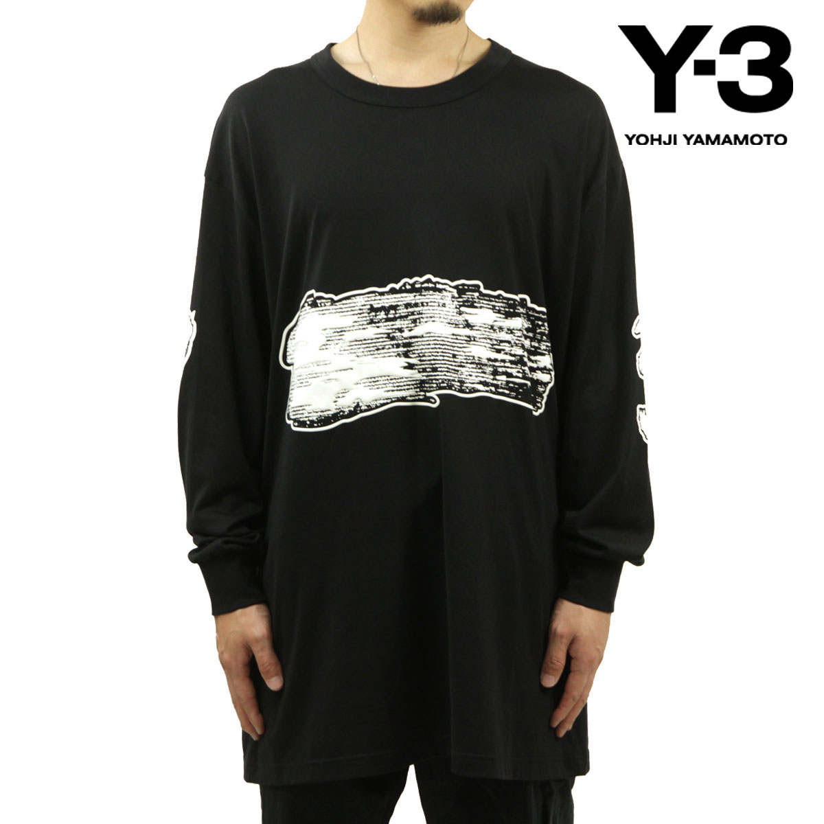 磻꡼  ĹµT  Y-3 åȥ  եå T GFX LOOSE FIT LONG SLEEVE TEE H44811 BLACK