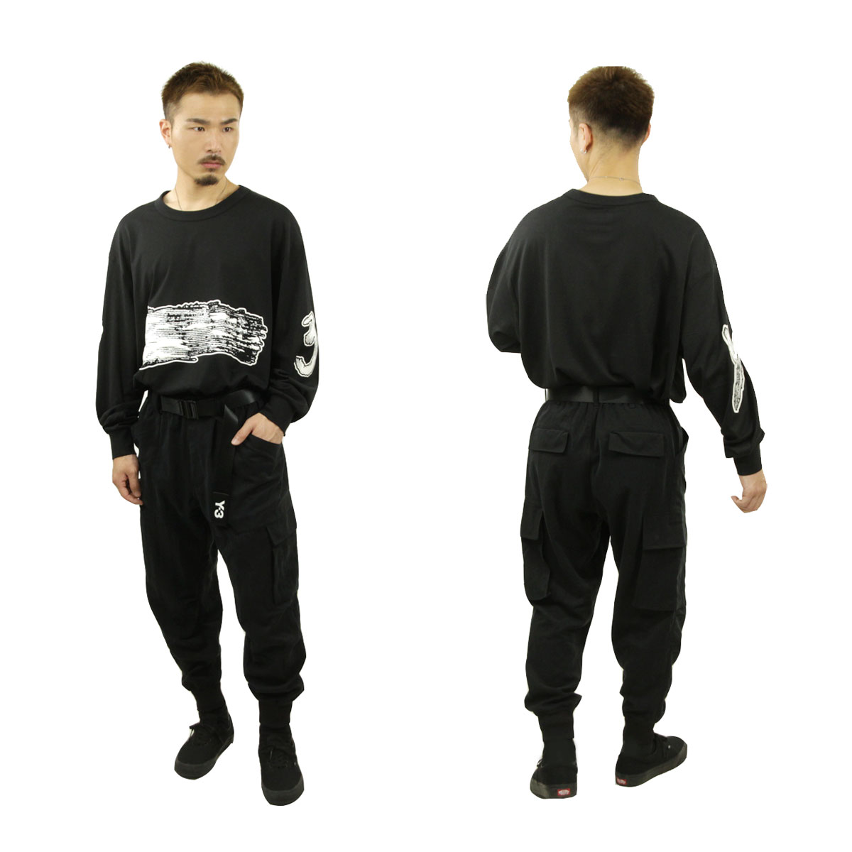 磻꡼  ĹµT  Y-3 åȥ  եå T GFX LOOSE FIT LONG SLEEVE TEE H44811 BLACK