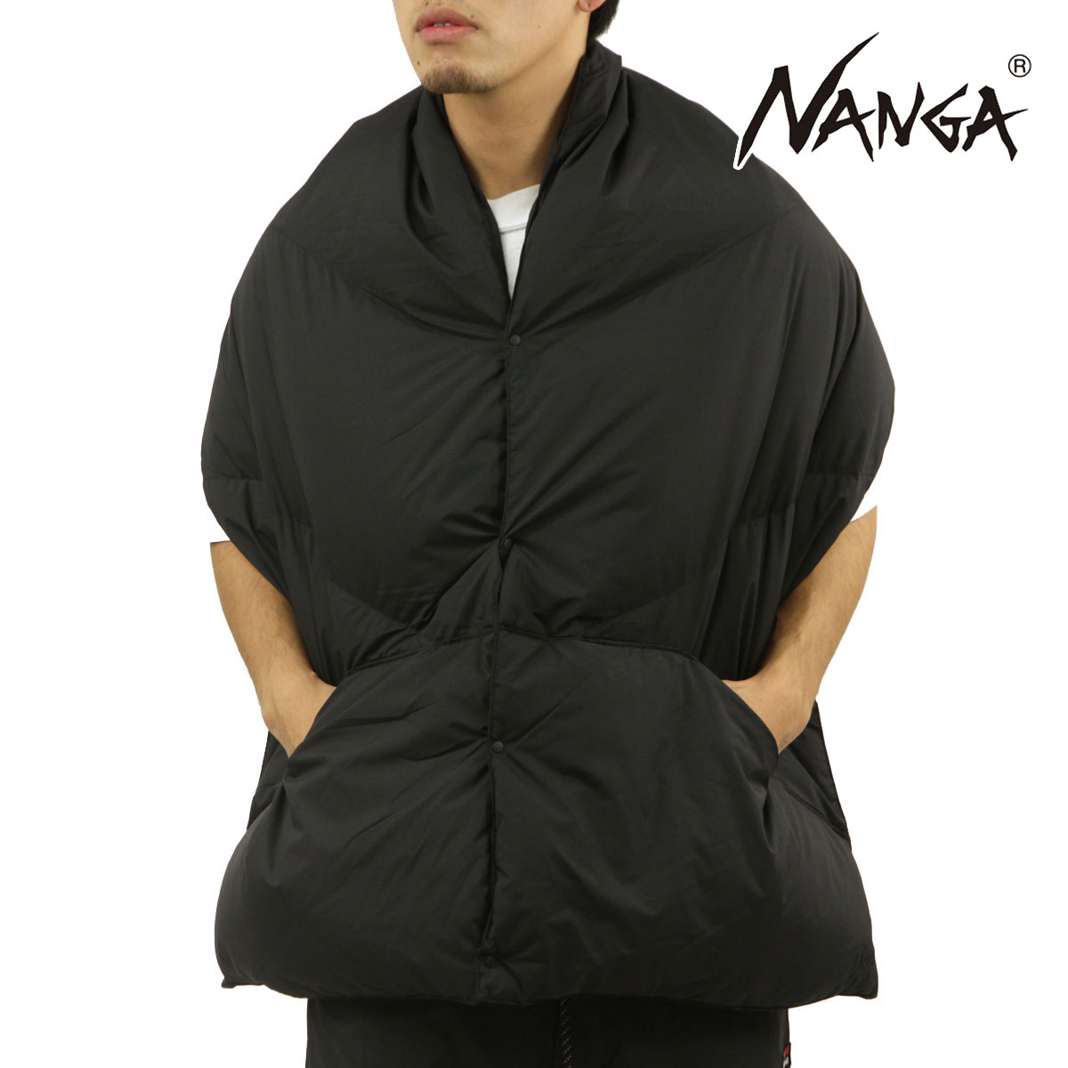 �ʥ� ��� ��ǥ����� ������ �ݥ���� �ޥե顼 ��������Ź NANGA �֥�󥱥å� DOWN PONCHO MUFFLER NA2442-3C605-B BLK BLACK