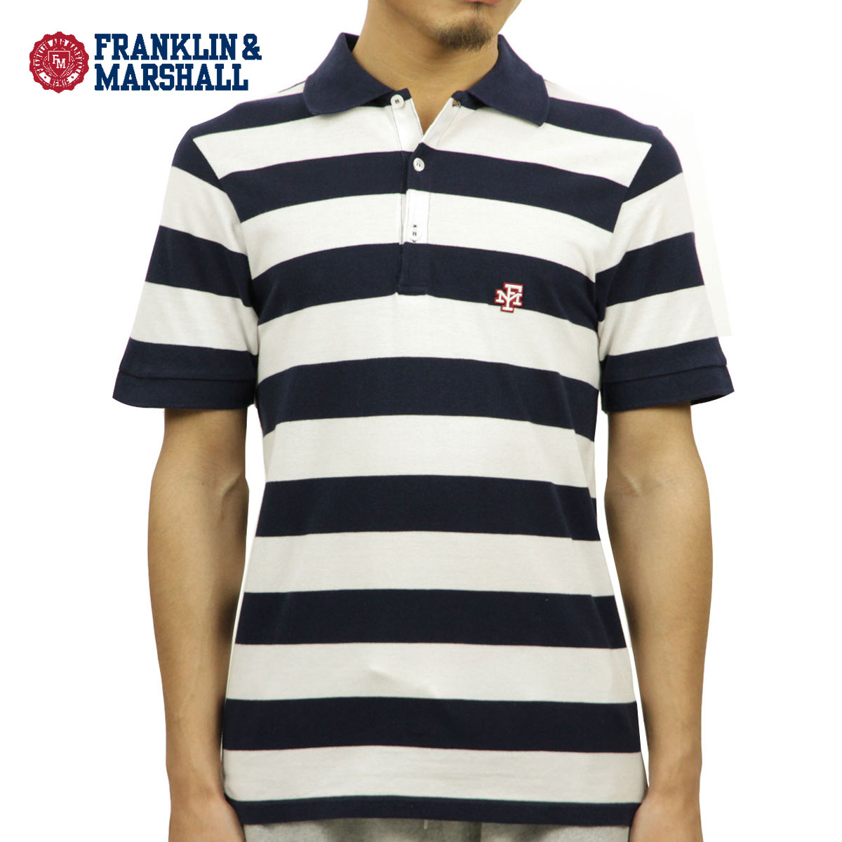 �ե�󥯥�� �ޡ������ FRANKLIN��MARSHALL ��������Ź ��� ���ȥ饤�� Ⱦµ�ݥ������ STRIPE POLO SHIRT NAVY STRIPE POMF486AN 1198 A61B B1C C1D D3E E06F