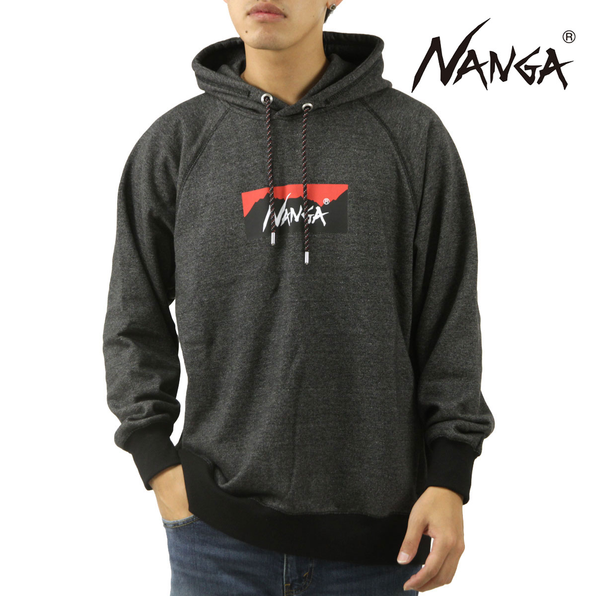 �ʥ� ��� �ѡ����� ��������Ź NANGA ���� �ץ륪���С� �ա��ǥ��� ECO HYBRID BOX LOGO SWEAT HOODIE NW2441-1F002 BLK BLACK