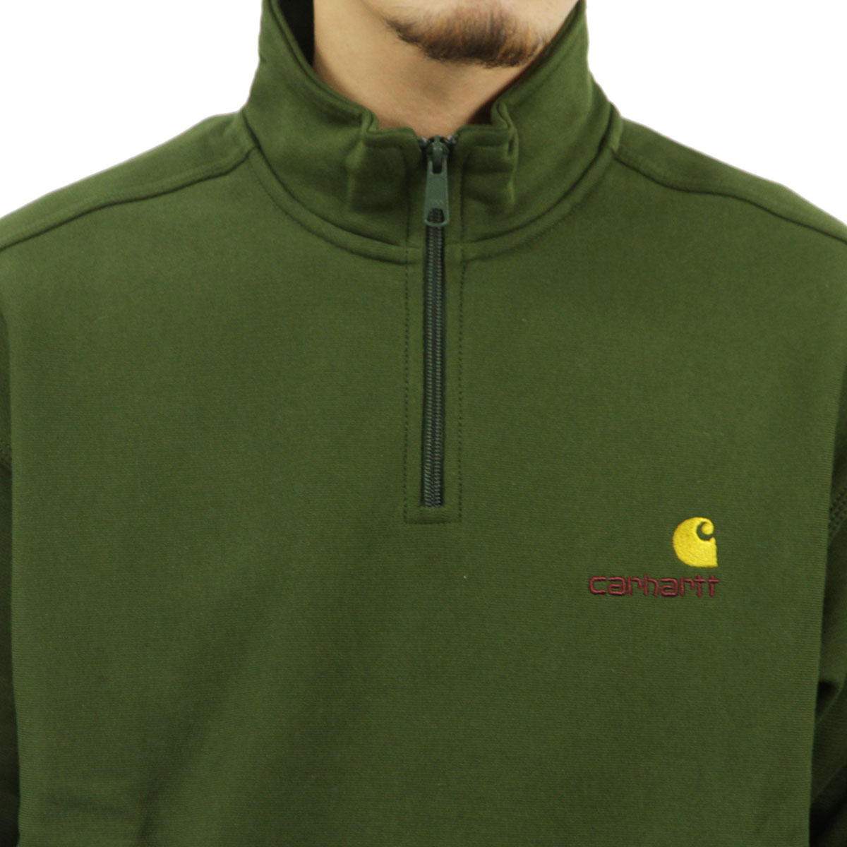 �����ϡ��� ��� �������å� ������ CARHARTT WIP �ϡ��ե��å� �ȥ졼�ʡ� ���� HALF ZIP AMERICAN SCRIPT SWEATSHIRT TARRAGON I027014 2BRXX