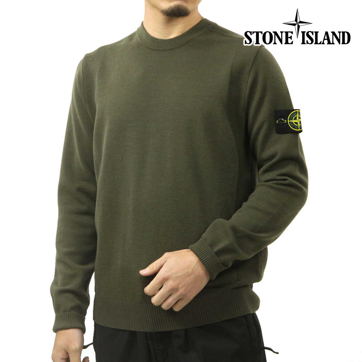 ���ȡ��󥢥����� ��� �������� ������ STONE ISLAND ���롼�ͥå� ������ �˥å� STONE ISLAND STRETCH RWS WOOL CREW NECK SWEATER K2S15 5100001 S00A1 V0054 MILITARY GREEN AB4B B1C C1D D7E E08F