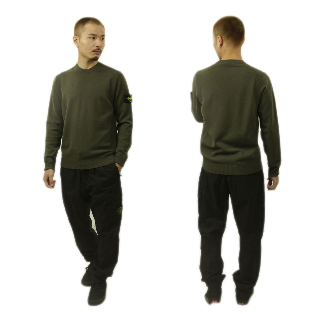 ���ȡ��󥢥����� ��� �������� ������ STONE ISLAND ���롼�ͥå� ������ �˥å� STONE ISLAND STRETCH RWS WOOL CREW NECK SWEATER K2S15 5100001 S00A1 V0054 MILITARY GREEN AB4B B1C C1D D7E E08F