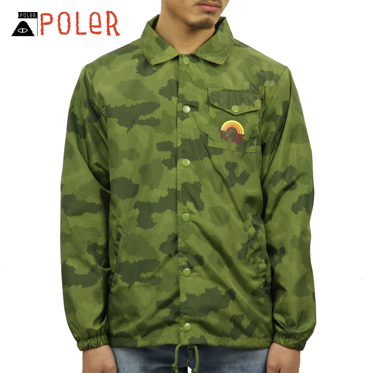 �ݡ��顼 �������� ��� ��������Ź POLER ���㥱�å�  ���������㥱�å� MTN. RAINBOW COACHES JACKET 21620002-GCO GREEN FURRY CAMO A79B B1C C1D D4E E05F