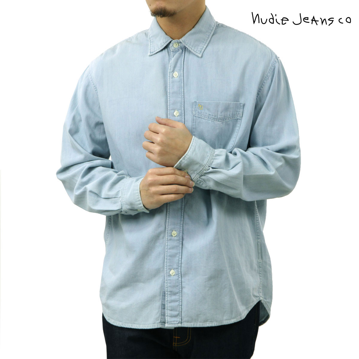 �̡��ǥ��������� ��� �ǥ˥ॷ��� ��������Ź Nudie Jeans Ĺµ �ܥ�������� �����奢�륷��� FILIP CASUAL SUNKISSED DENIM SHIRT 140742 B26 DENIM