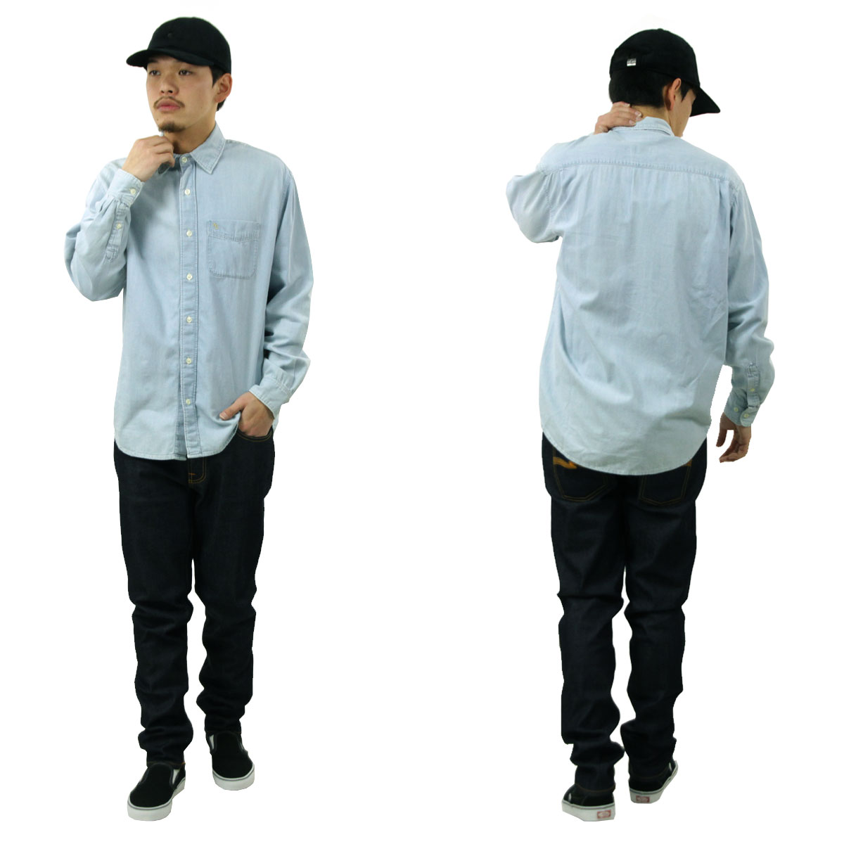 �̡��ǥ��������� ��� �ǥ˥ॷ��� ��������Ź Nudie Jeans Ĺµ �ܥ�������� �����奢�륷��� FILIP CASUAL SUNKISSED DENIM SHIRT 140742 B26 DENIM