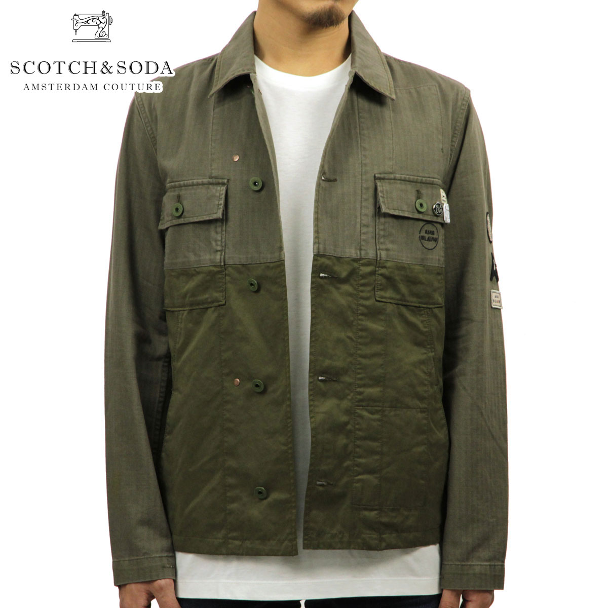 �����å�����ɥ����� �������� ��� ��������Ź SCOTCH��SODA ���㥱�å�  ����ĥ��㥱�å� WORKED OUT MILITARY SHIRT JACKET WITH CONSTRUCTIONS IN TECHN 144162 48 61815 MILITARY D A39B B1C C1D D4E E08F