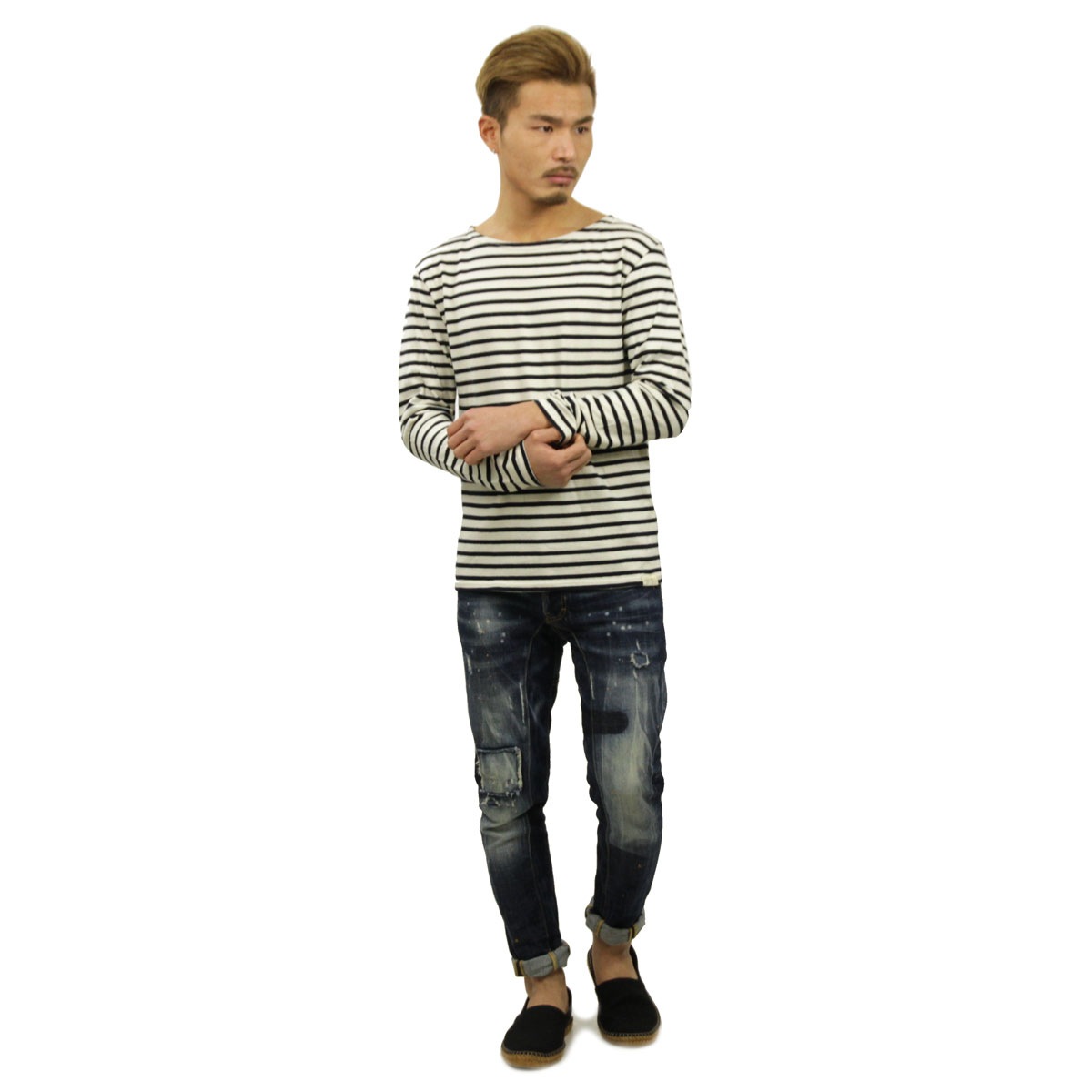 �ǥ˥ॢ��ɥ��ץ饤 �ݥ� ���ե������ T����� ����T ��� ������ DENIM��SUPPLY RALPH LAUREN �ܡ��ȥͥå�ĹµT����� STRIPED COTTON JERSEY PULLOVER D00S20