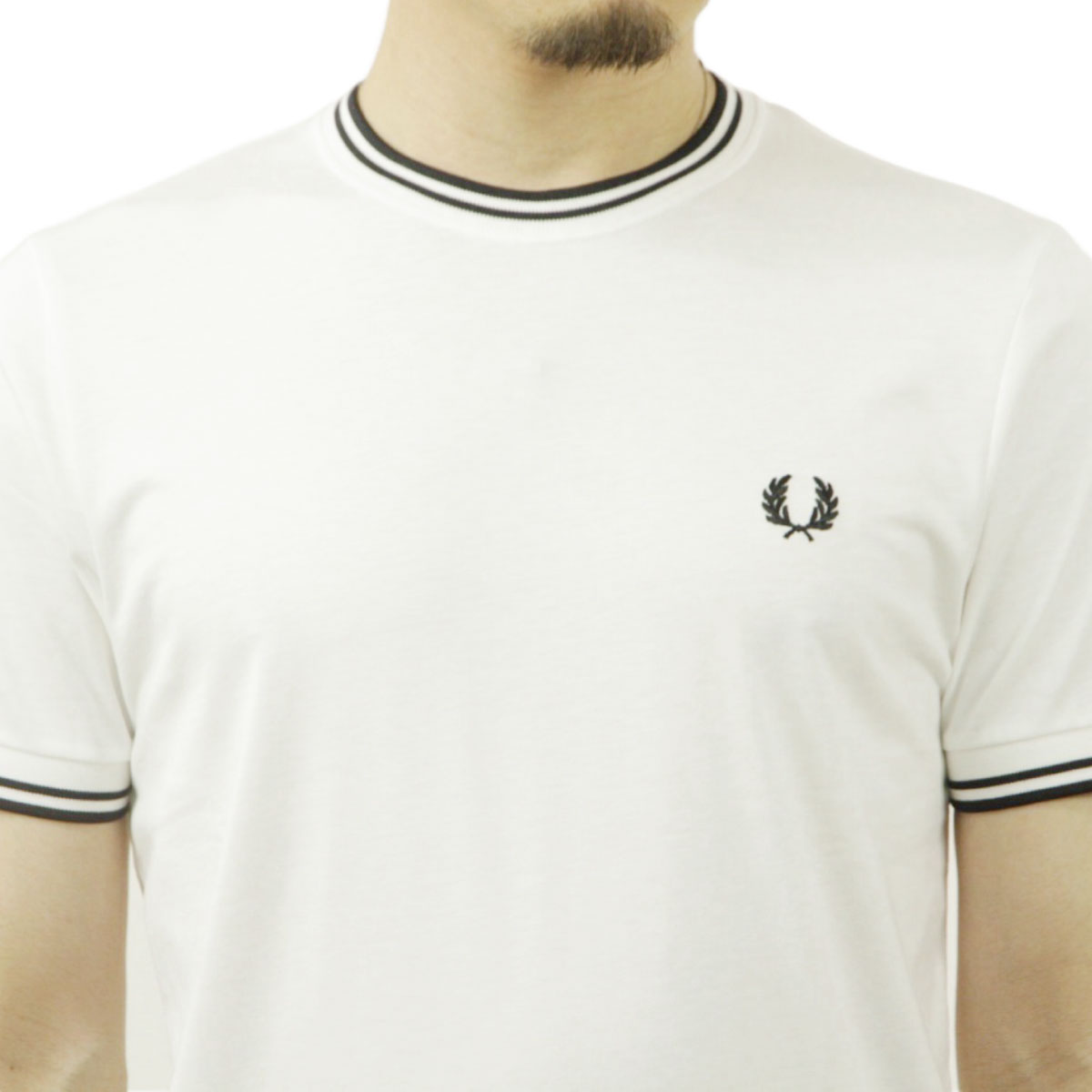 եåɥڥ꡼  ȾµT Ź FRED PERRY 롼ͥå ݥ  TWIN TIPPED SHORT SLEEVE T-SHIRT M1588 100 WHITE