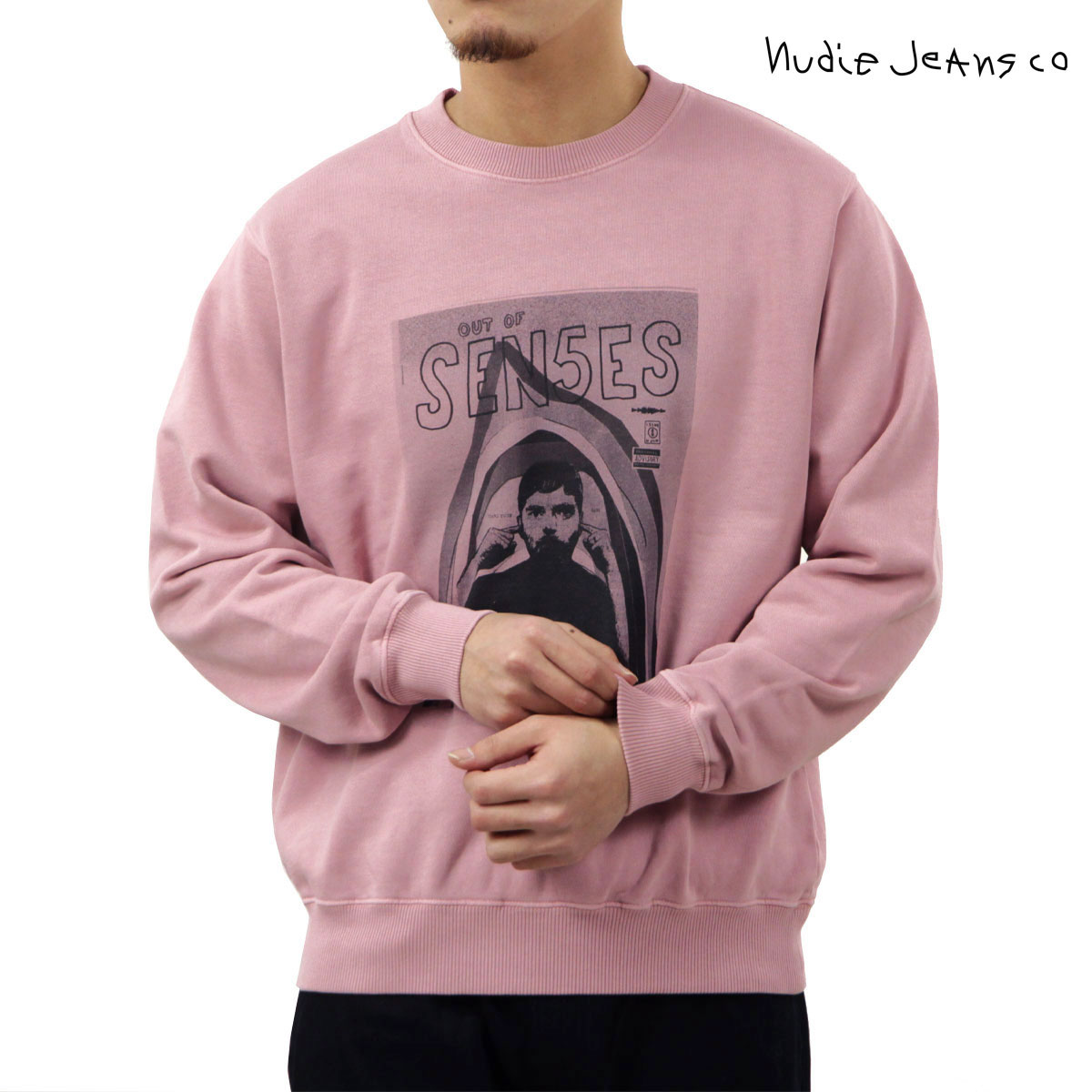 �̡��ǥ��������� ��� �������å� ��������Ź Nudie Jeans �ȥ졼�ʡ� Ĺµ ���롼�ͥå� LASSE ISSUE 2 SWEAT FLEECE 150530 P20 PAPER PINK