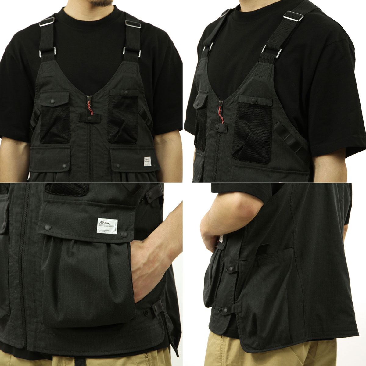 �ʥ� ��� �٥��� ��������Ź NANGA �����ȥɥ� ��åץ��ȥå� HINOC RIPSTOP FIELD VEST NW2421-1E204-A BLK BLACK  A16B B1C C1D D4E E13F