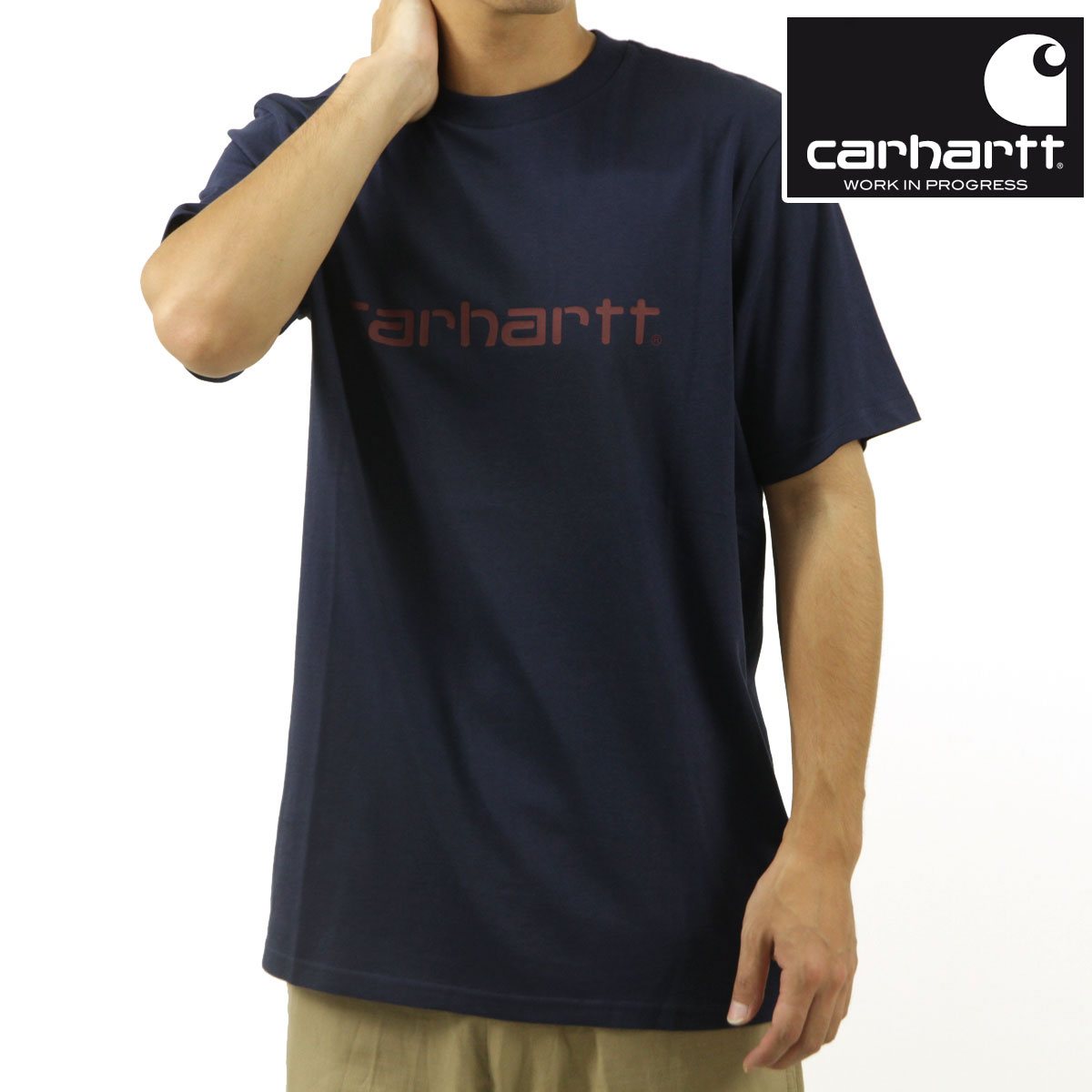 ϡ  ȾµT  CARHARTT WIP 롼ͥå  SHORT SLEEVE SCRIPT T-SHIRT AIR FORCE BLUE / MALBEC I031047 2DDXX