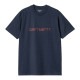 ϡ  ȾµT  CARHARTT WIP 롼ͥå  SHORT SLEEVE SCRIPT T-SHIRT AIR FORCE BLUE / MALBEC I031047 2DDXX