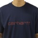ϡ  ȾµT  CARHARTT WIP 롼ͥå  SHORT SLEEVE SCRIPT T-SHIRT AIR FORCE BLUE / MALBEC I031047 2DDXX