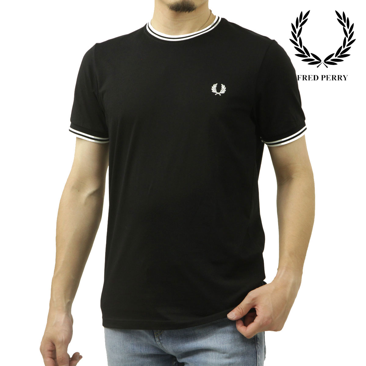 �ե�åɥڥ꡼ ��� ȾµT����� ��������Ź FRED PERRY ���롼�ͥå� ���ݥ���� ���� TWIN TIPPED SHORT SLEEVE T-SHIRT M1588 102 BLACK