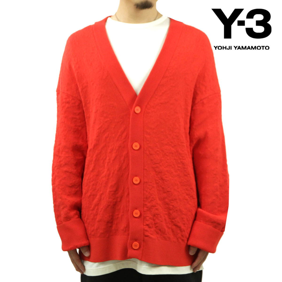 磻꡼  ǥ  Y-3 ˥å  KNIT LOOSE FIT CARDIGAN IB4791 SEMI SOLAR RED
