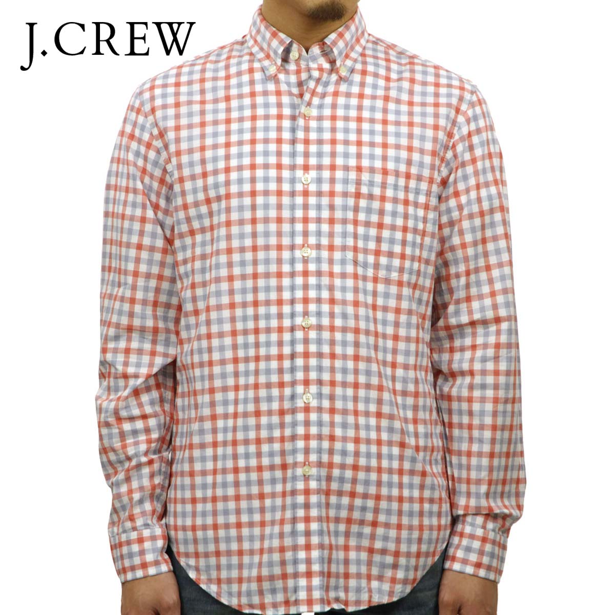 ���������롼 ����� ��� ������ J.CREW Ĺµ����� �ܥ�������󥷥��  LIGHTWEIGHT CHECK SHIRT RED-BLUE A38B B1C C1D D6E E11F