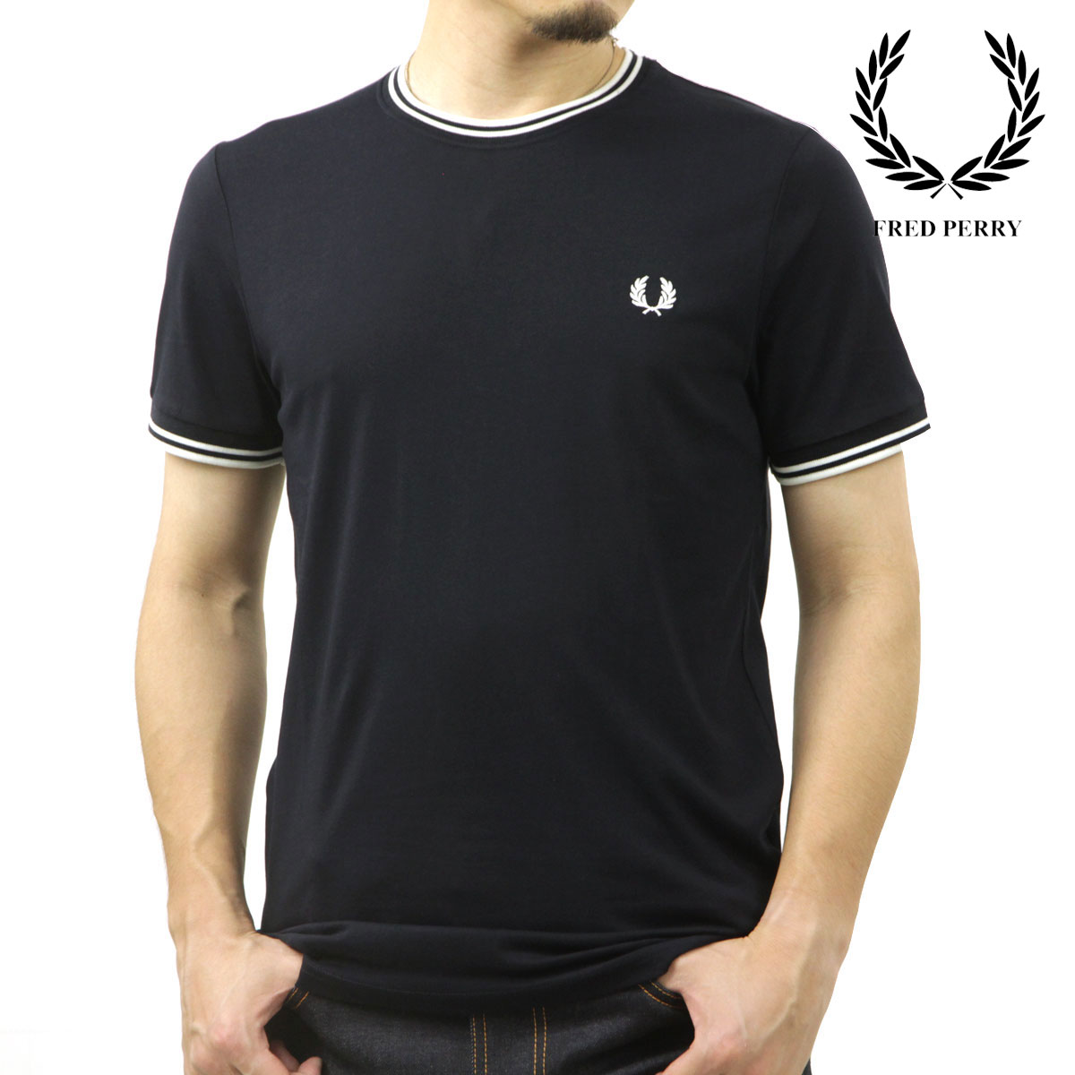 �ե�åɥڥ꡼ ��� ȾµT����� ��������Ź FRED PERRY ���롼�ͥå� ���ݥ���� ���� TWIN TIPPED SHORT SLEEVE T-SHIRT M1588 795 NAVY