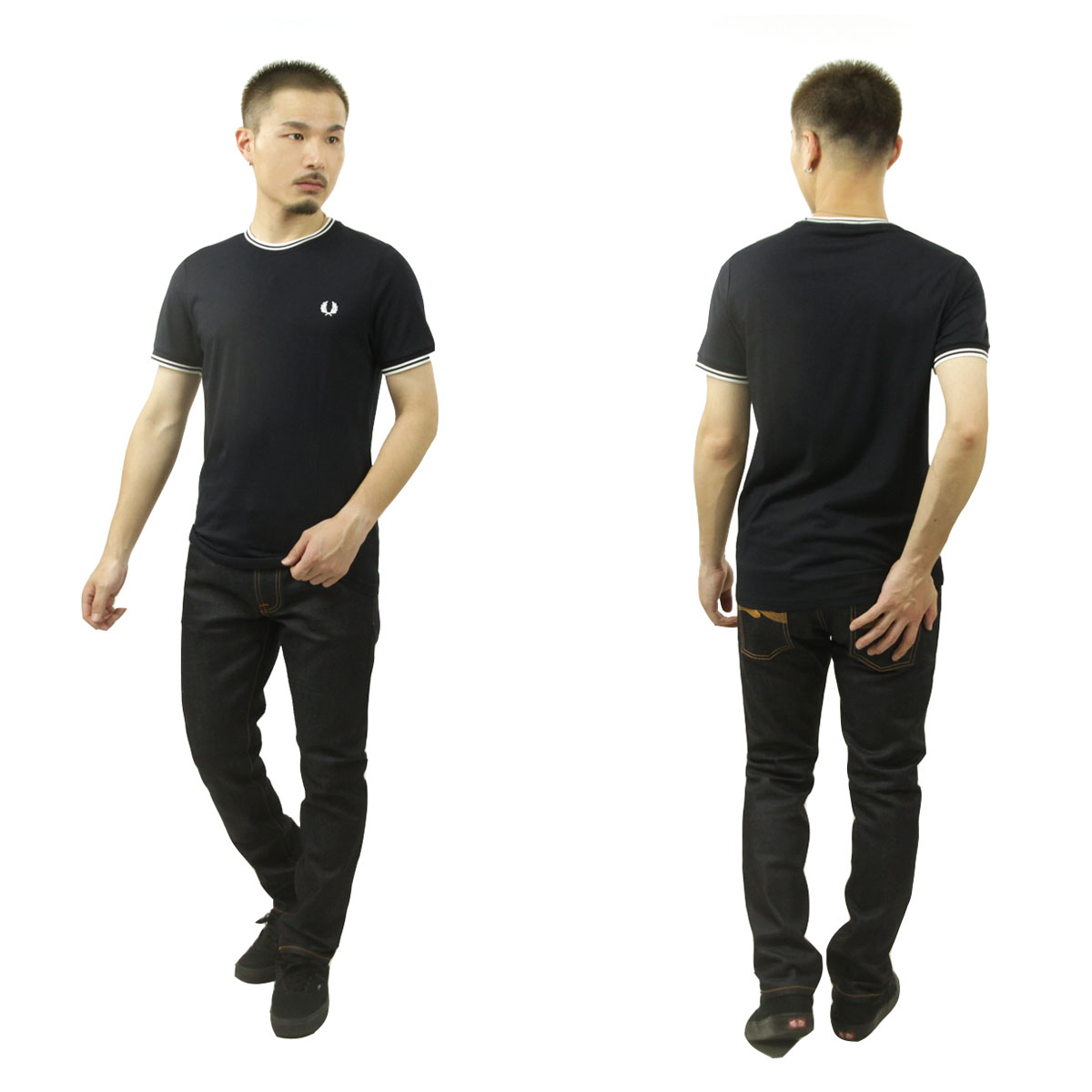 �ե�åɥڥ꡼ ��� ȾµT����� ��������Ź FRED PERRY ���롼�ͥå� ���ݥ���� ���� TWIN TIPPED SHORT SLEEVE T-SHIRT M1588 795 NAVY