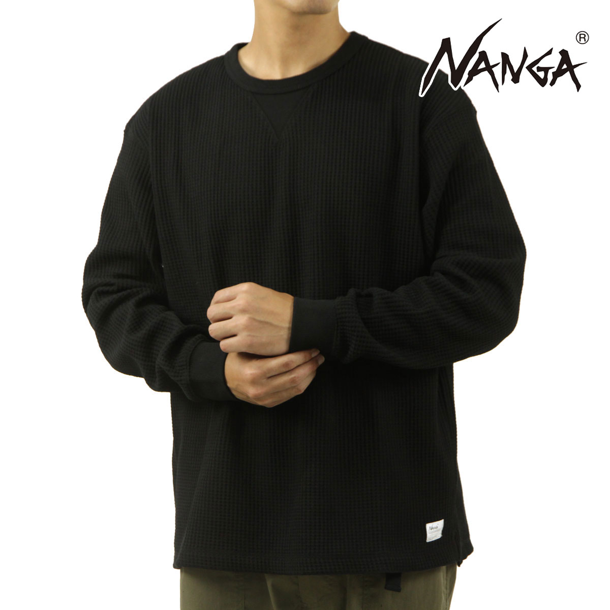 �ʥ� ��� ĹµT����� ��������Ź NANGA ��åե� �����ޥ� ���롼�ͥå� ECO HYBRID WAFFLE LONG SLEEVE TEE NW2311-1G218 BLK BLACK A16B B1C C1D D2E E13F