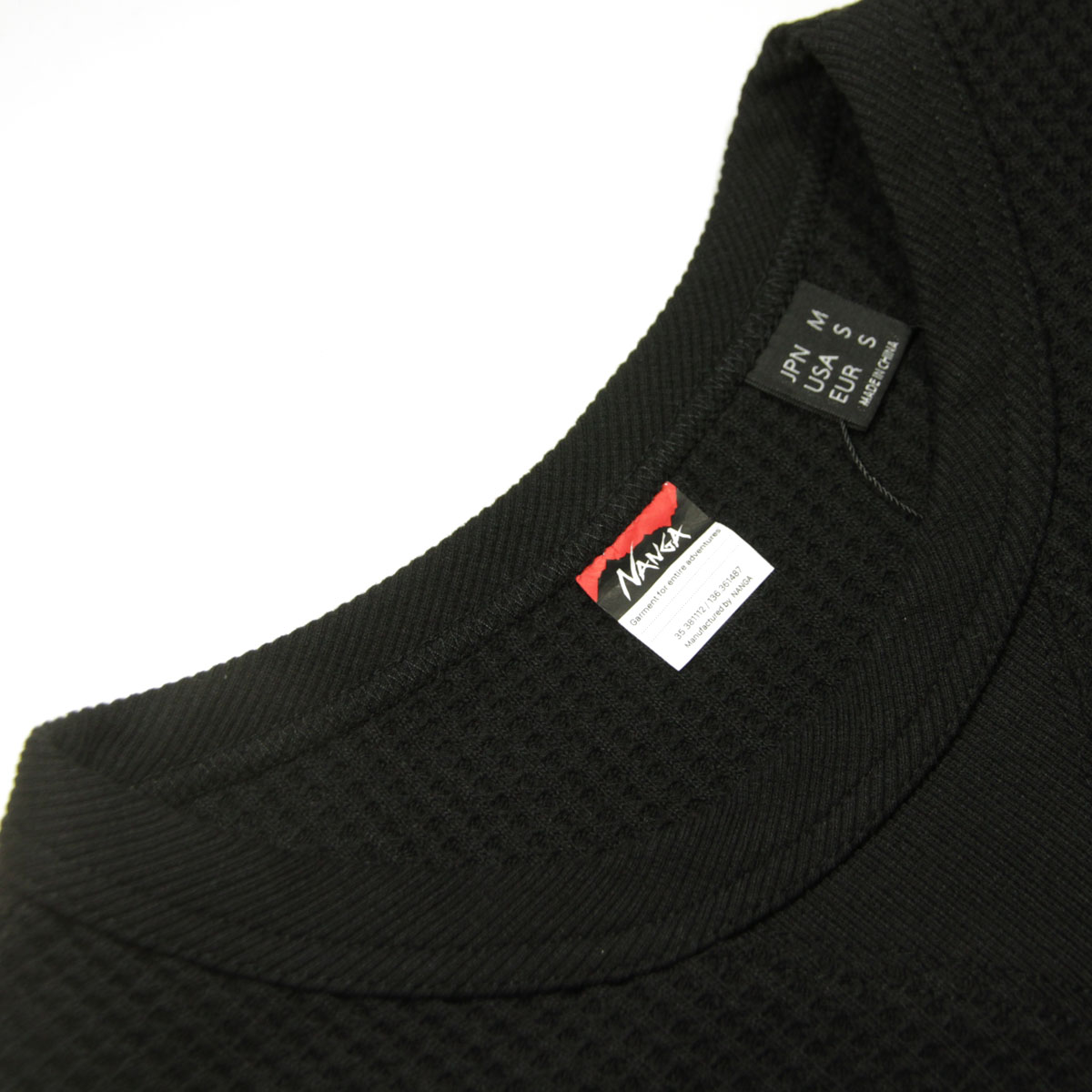 �ʥ� ��� ĹµT����� ��������Ź NANGA ��åե� �����ޥ� ���롼�ͥå� ECO HYBRID WAFFLE LONG SLEEVE TEE NW2311-1G218 BLK BLACK A16B B1C C1D D2E E13F