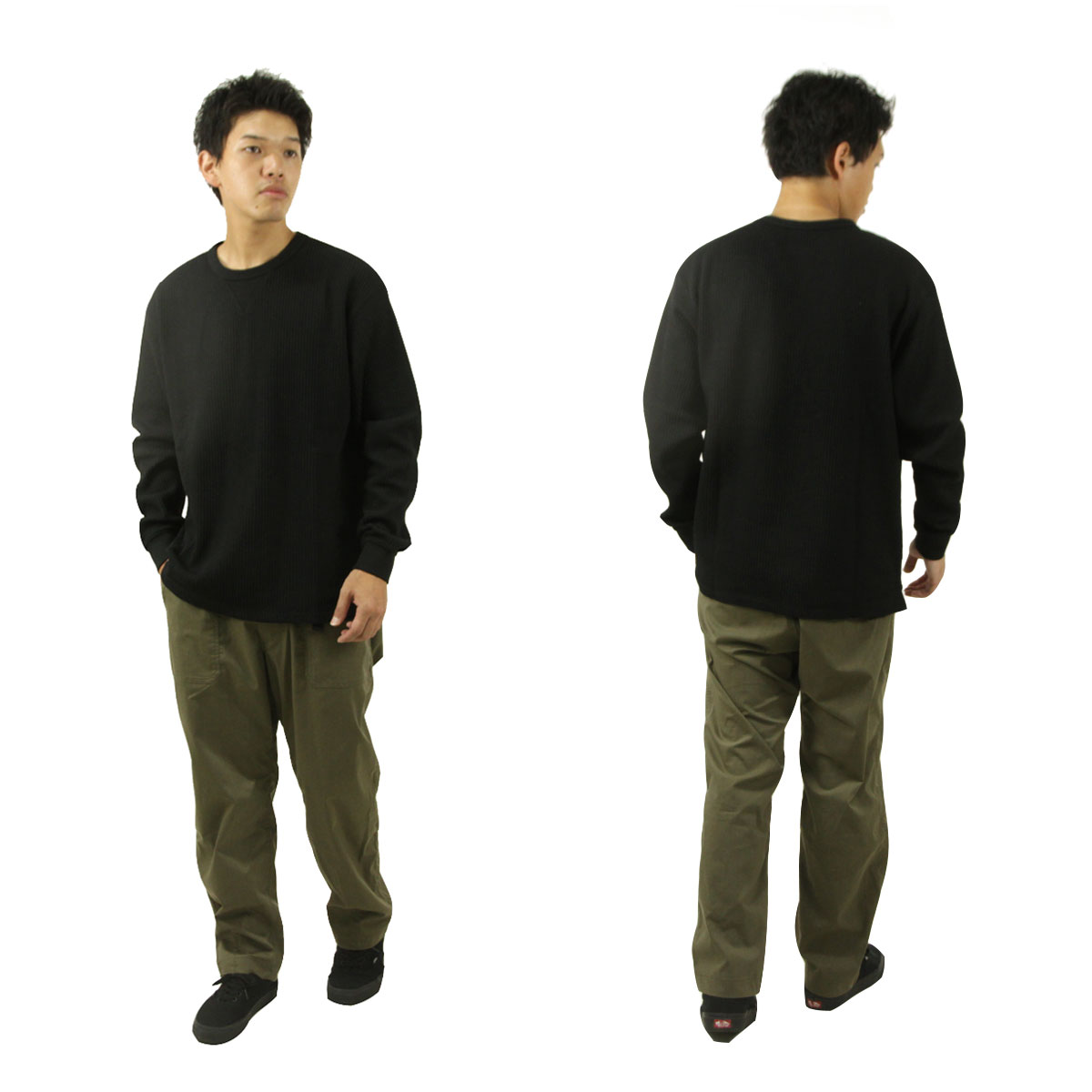 �ʥ� ��� ĹµT����� ��������Ź NANGA ��åե� �����ޥ� ���롼�ͥå� ECO HYBRID WAFFLE LONG SLEEVE TEE NW2311-1G218 BLK BLACK A16B B1C C1D D2E E13F