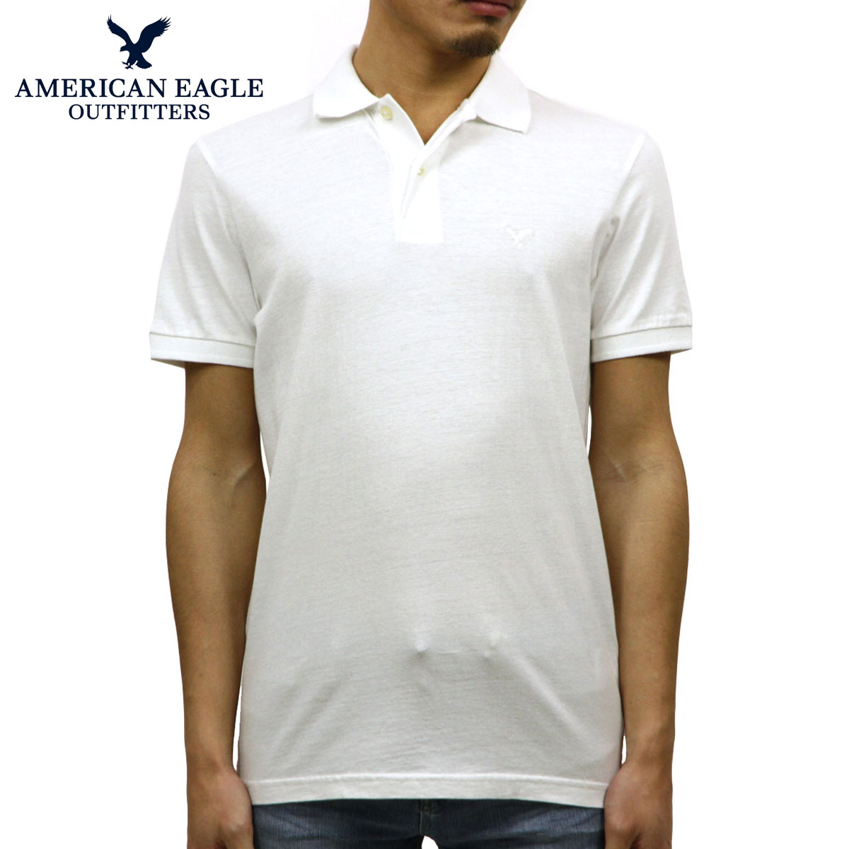 ����ꥫ�󥤡����� AMERICAN EAGLE ������ ��� ���ݥ���ȥ��� Ⱦµ�ݥ������ AE Logo Jersey Polo Shirt 1165-8851-100 A04B B1C C1D D3E E01F