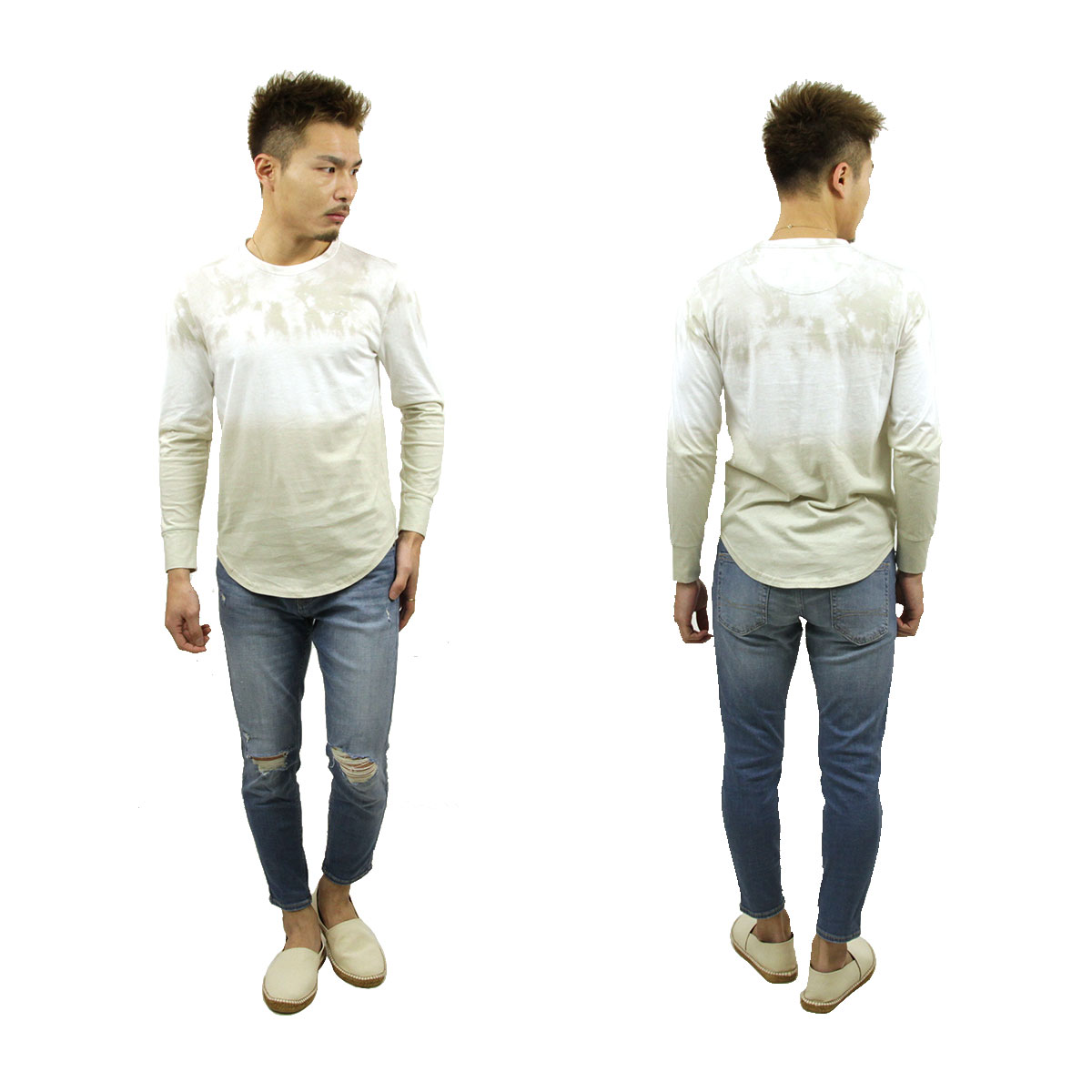 �ۥꥹ���� ����T ��� ������ HOLLISTER ĹµT����� ���롼�ͥå�T����� ���������ԥ���� Tie-Dye Curved Hem T-Shirt 324-368-0689-406