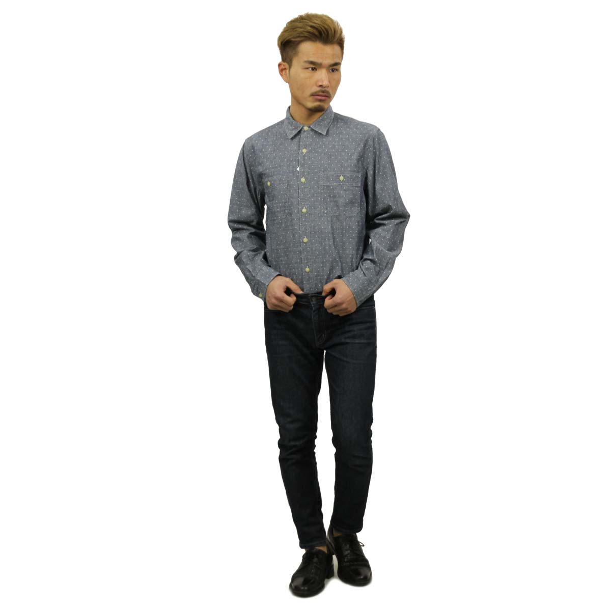 ���������롼 J.CREW ������ ��� Ĺµ�����֥졼����� Dot Chambray Shirts 03833 A38B B1C C1D D6E E06F