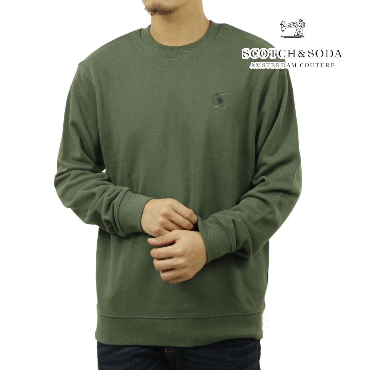 �����å�����ɥ����� ��� �������å� ��������Ź SCOTCH��SODA ���롼�ͥå� �ȥ졼�ʡ� SEASONAL CORE - REGULAR-FIT LOGO SWEATSHIRT 181275 301 43806 58 THYME (DARK OLIVE) A39B B1C C1D D5E E08F