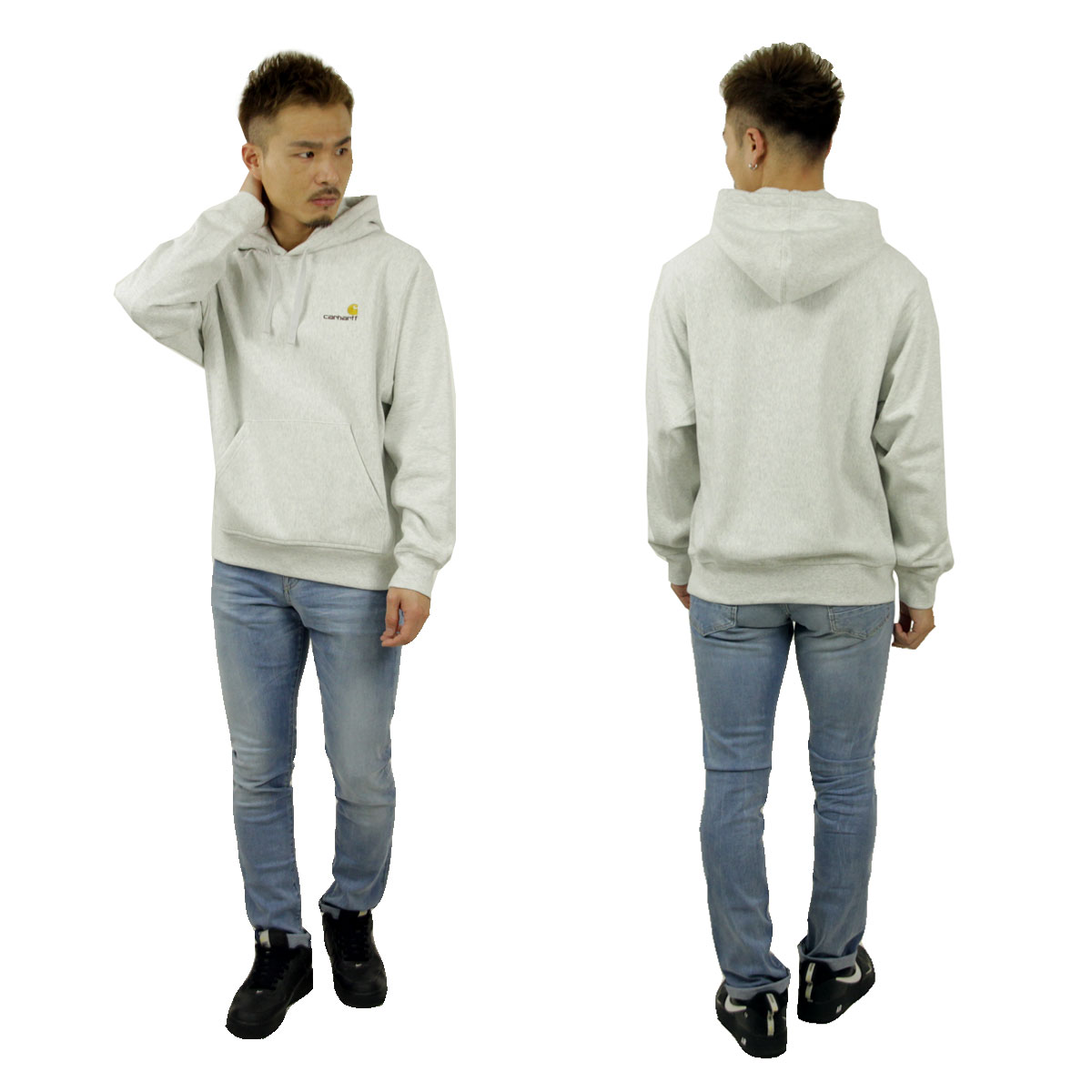�����ϡ��� �ѡ����� ��� ������ CARHARTT WIP �������åȥץ륪���С��ѡ����� HOODED AMERICAN SCRIPT SWEATSHIRT ASH HEATHER I028279 482XX AB0B B1C C1D D5E E02F