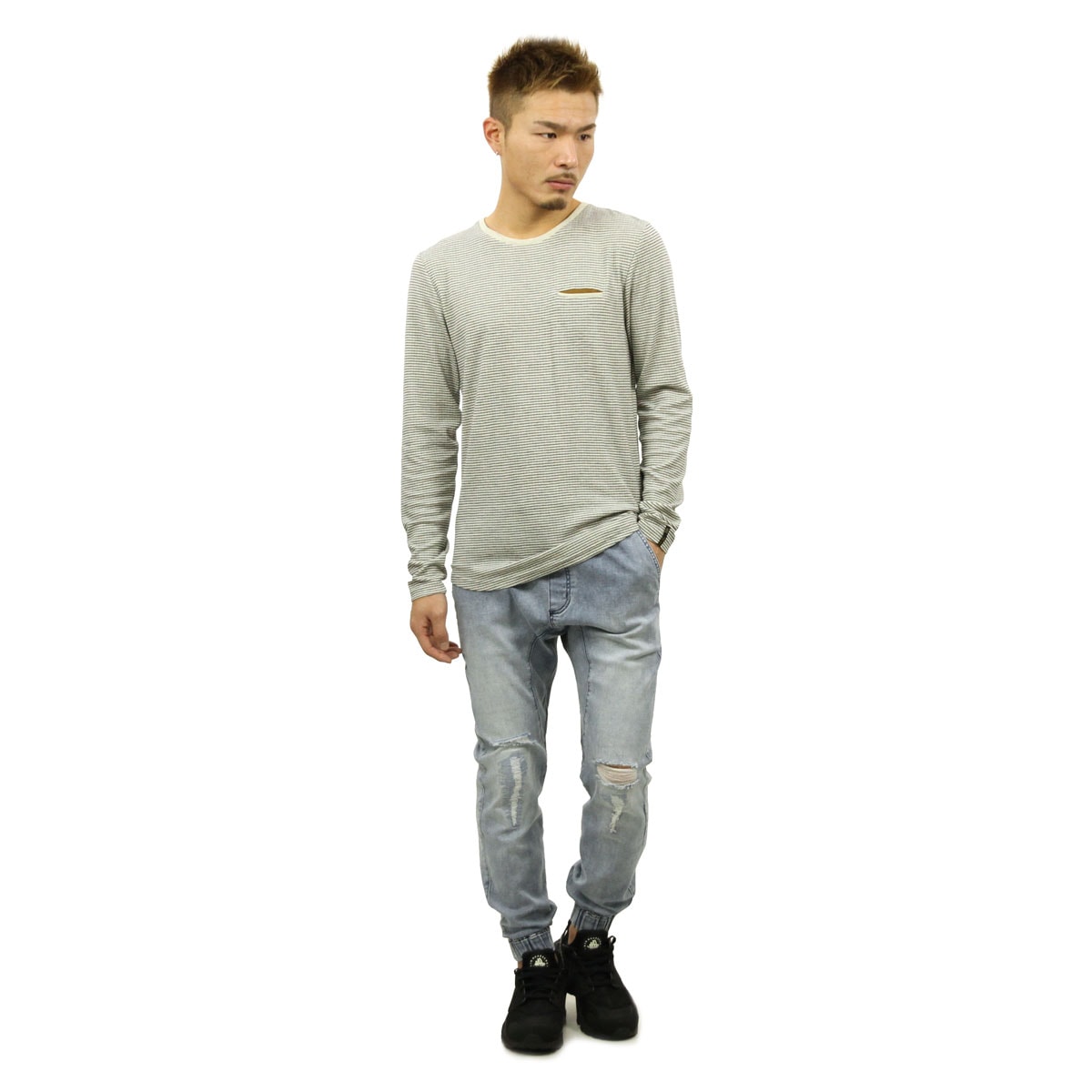 �Ρ��������� ����T ��� ��������Ź NO EXCESS ĹµT����� R-NECK MELANGE STRIPE LONG SLEEVE TEE 120702 168 MILK