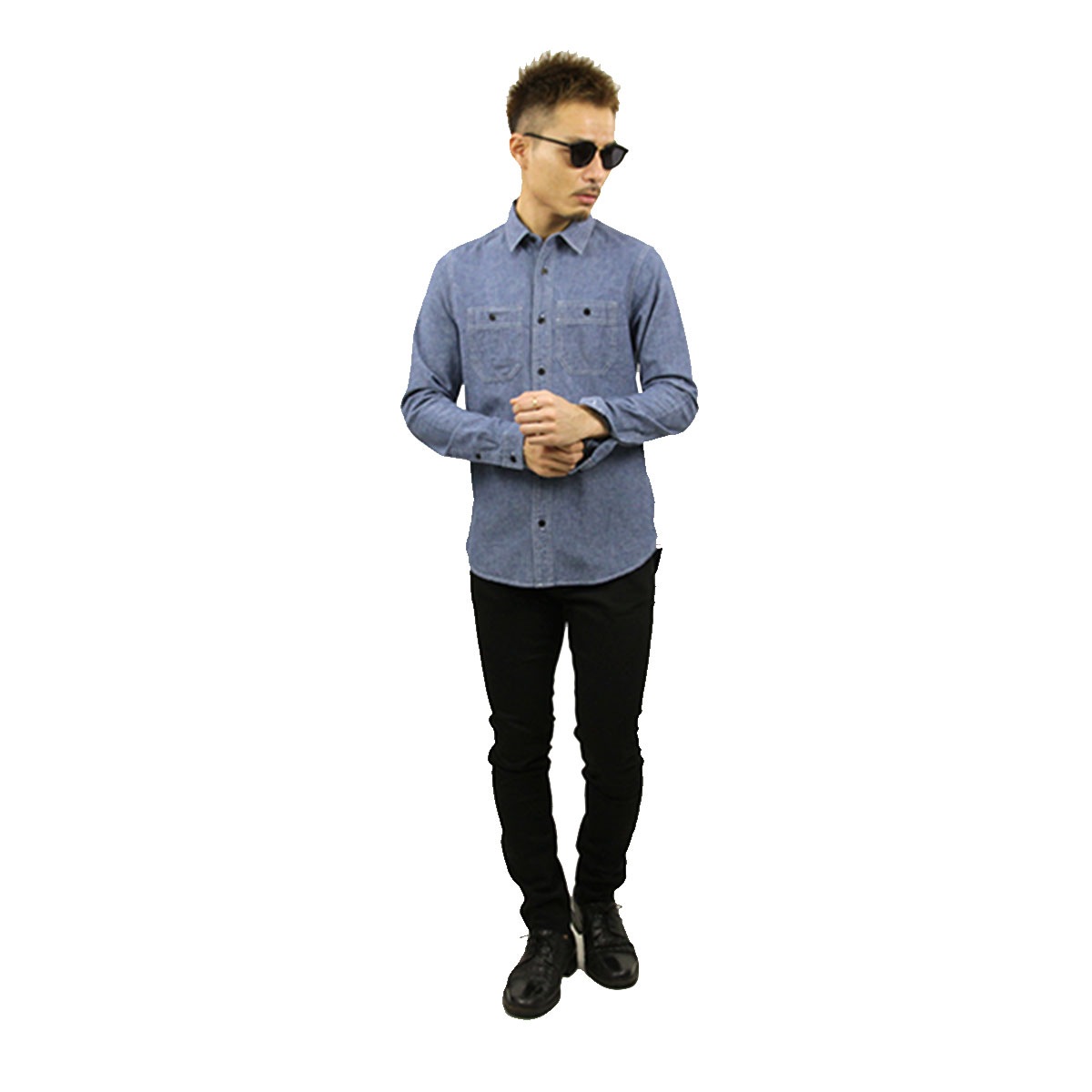 �����å�����ɥ����� ����� ��� ��������Ź SCOTCH��SODA Ĺµ����� �����֥졼����� AMS BLAUW ORGANIC COTTON CHAMBRAY WORK WEAR SHIRT D 157380 0089 21415 74 INDIGO A39B B1C C1D D6E E07F
