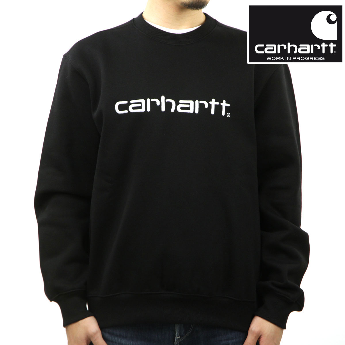 �����ϡ��� ��� �������å� ������ CARHARTT WIP �ȥ졼�ʡ� ���롼�ͥå� ���� CARHARTT SWEATSHIRT BLACK / WHITE I030546 0D2XX AB0B B1C C1D D5E E13F