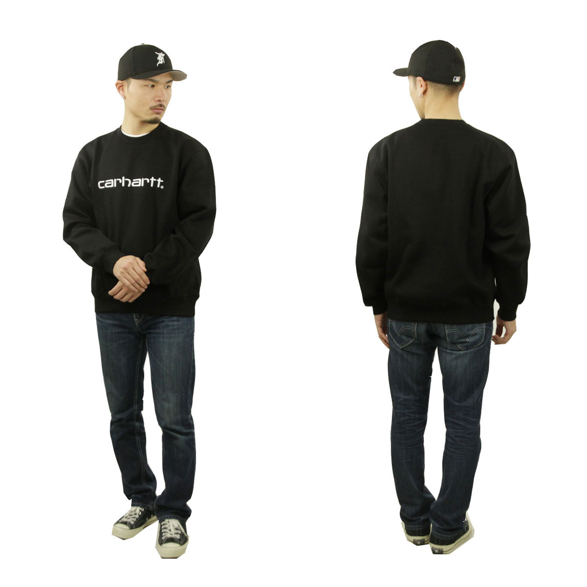 �����ϡ��� ��� �������å� ������ CARHARTT WIP �ȥ졼�ʡ� ���롼�ͥå� ���� CARHARTT SWEATSHIRT BLACK / WHITE I030546 0D2XX AB0B B1C C1D D5E E13F