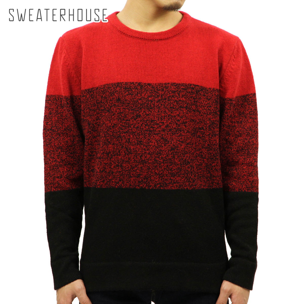 セーターハウス セーター メンズ 正規販売店 SWEATERHOUSE CREW NECK KNIT SWEATER 1KN1277 6050 RED PATTERN クリスマス プレゼント ラッピング セーターハウス セーター メンズ 正規販売店 SWEATERHOUSE CREW NECK