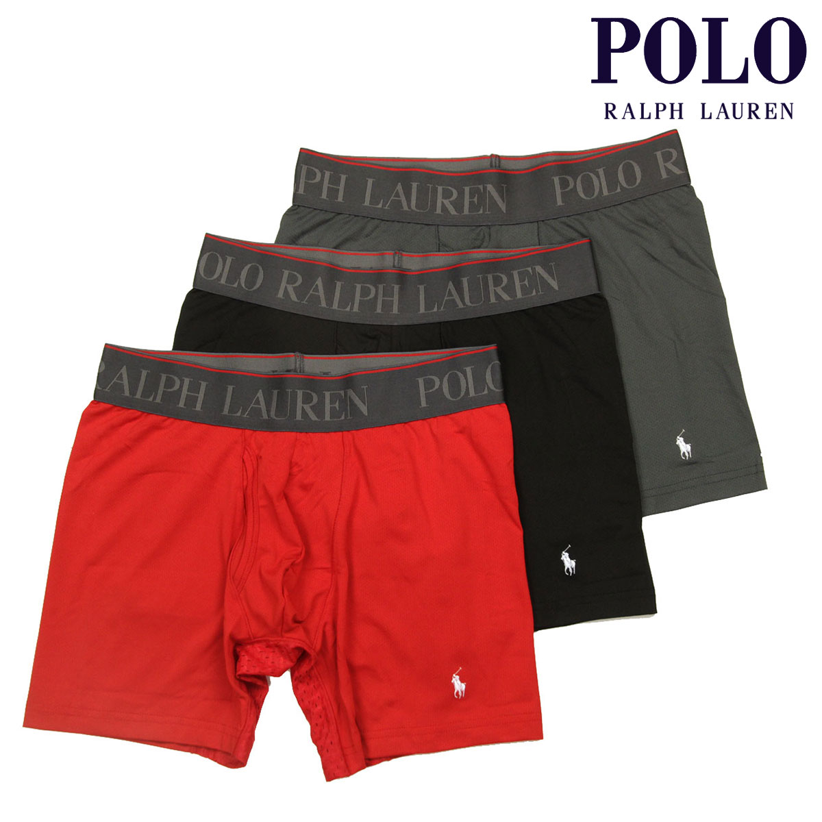 �ݥ� ���ե������ ��� �ܥ������ѥ�� ������ POLO RALPH LAUREN ���� ������������� 3���� 3 PACK 4D FLEX PERFORMANCE AIR BOXER BRIEF PANTS L5BBP3 RP02 RL2000 RED/POLO BLACK/CHARCOAL GREY