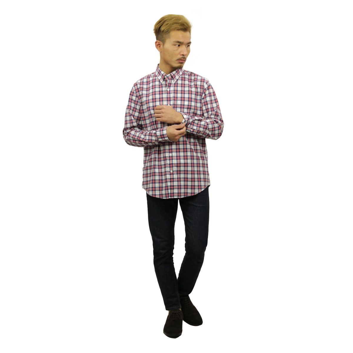����ꥫ�󥤡����� AMERICAN EAGLE ������ ��� Ĺµ �ܥ�������󥷥�� AE PLAID POPLIN BUTTON-DOWN SHIRT 0153-1272-106 A04B B1C C1D D6E E11F