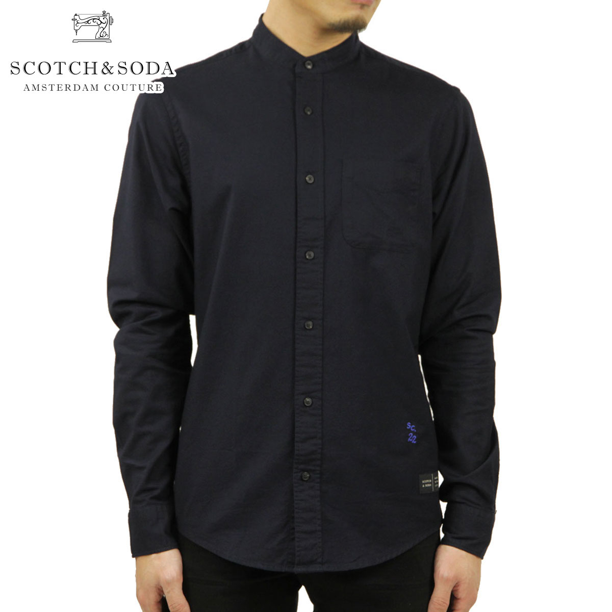 �����å�����ɥ����� ����� ��� ��������Ź SCOTCH��SODA Ĺµ����� �Х�ɥ��顼����� REGULAR FIT- COLLARLESS OXFORD SHIRT M 158445 0002 21435 78 NIGHT A39B B1C C1D D6E E06F
