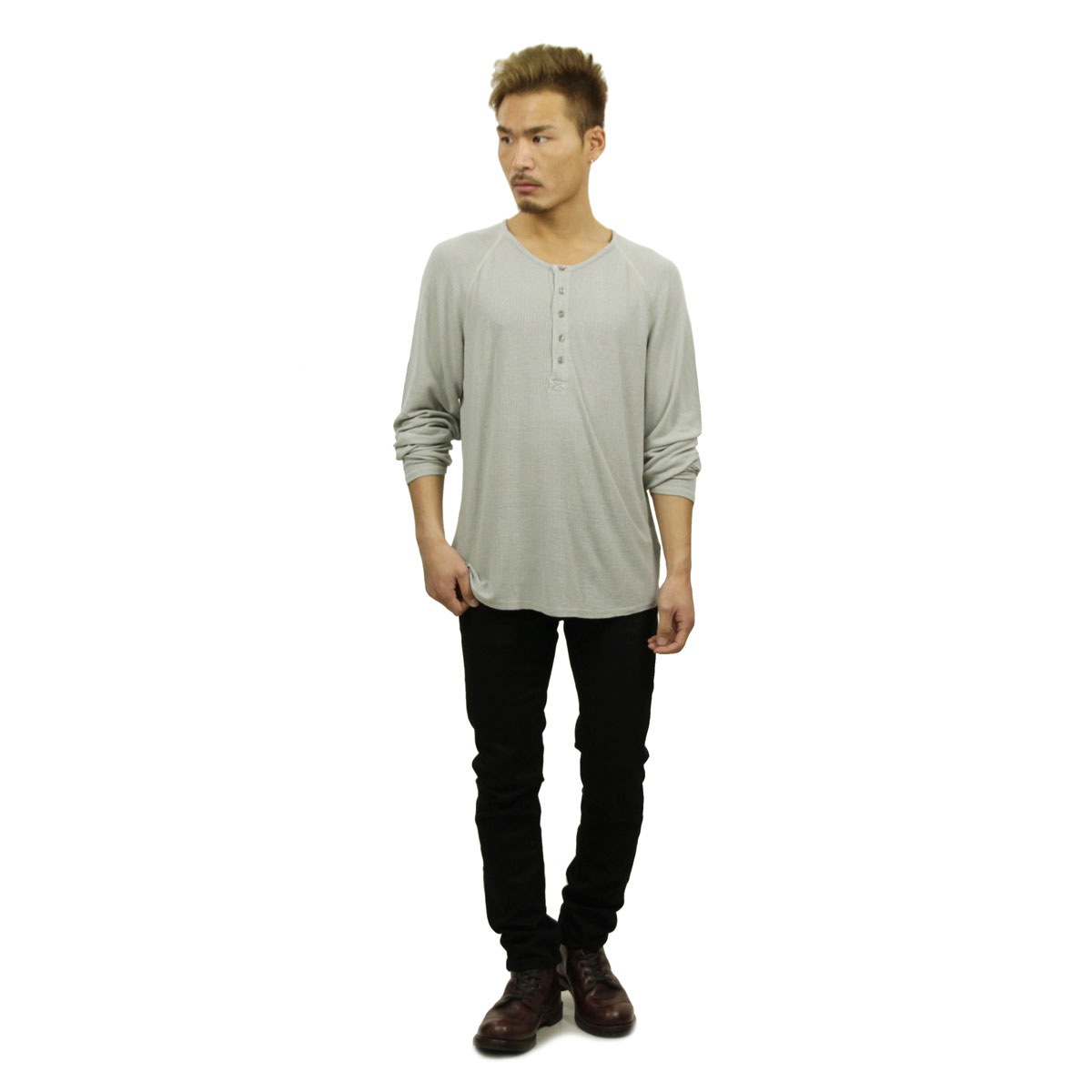 ̡ǥ T  Ź Nudie Jeans ĹµT إ꡼ͥåT LONG SLEEVE HENRY TEE GREY GREY D15S25