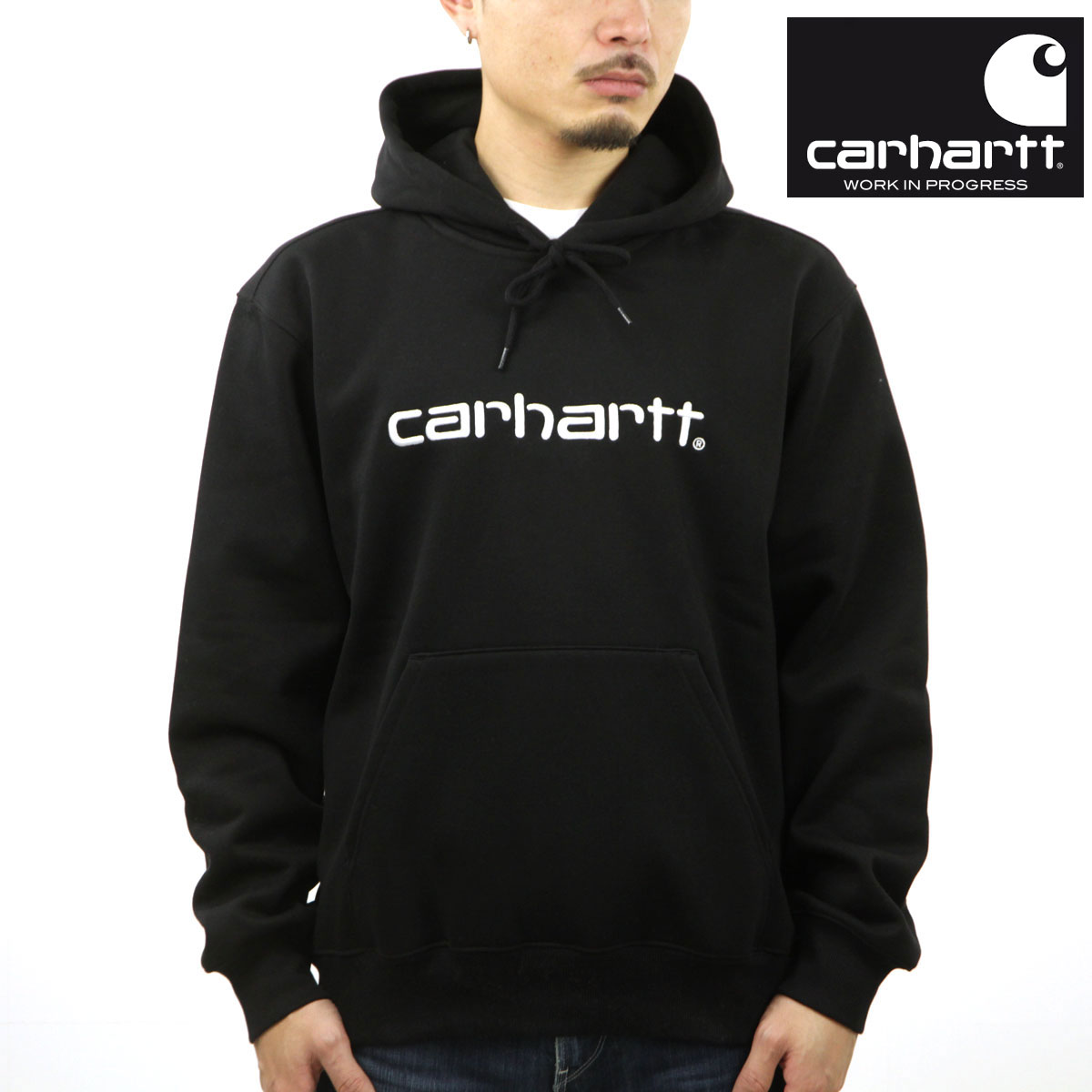 �����ϡ��� ��� �ѡ����� ������ CARHARTT WIP �ա��ǥ��� �ץ륪���С� ���� HOODED CARHARTT SWEATSHIRT BLACK / WHITE I030547 0D2XX AB0B B1C C1D D5E E13F