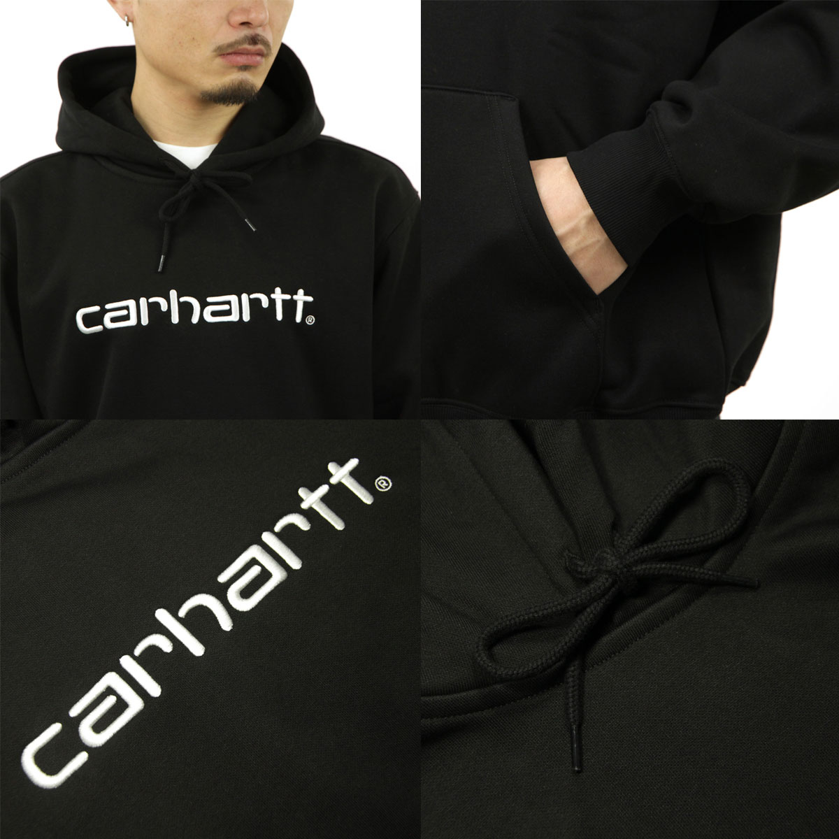 �����ϡ��� ��� �ѡ����� ������ CARHARTT WIP �ա��ǥ��� �ץ륪���С� ���� HOODED CARHARTT SWEATSHIRT BLACK / WHITE I030547 0D2XX AB0B B1C C1D D5E E13F