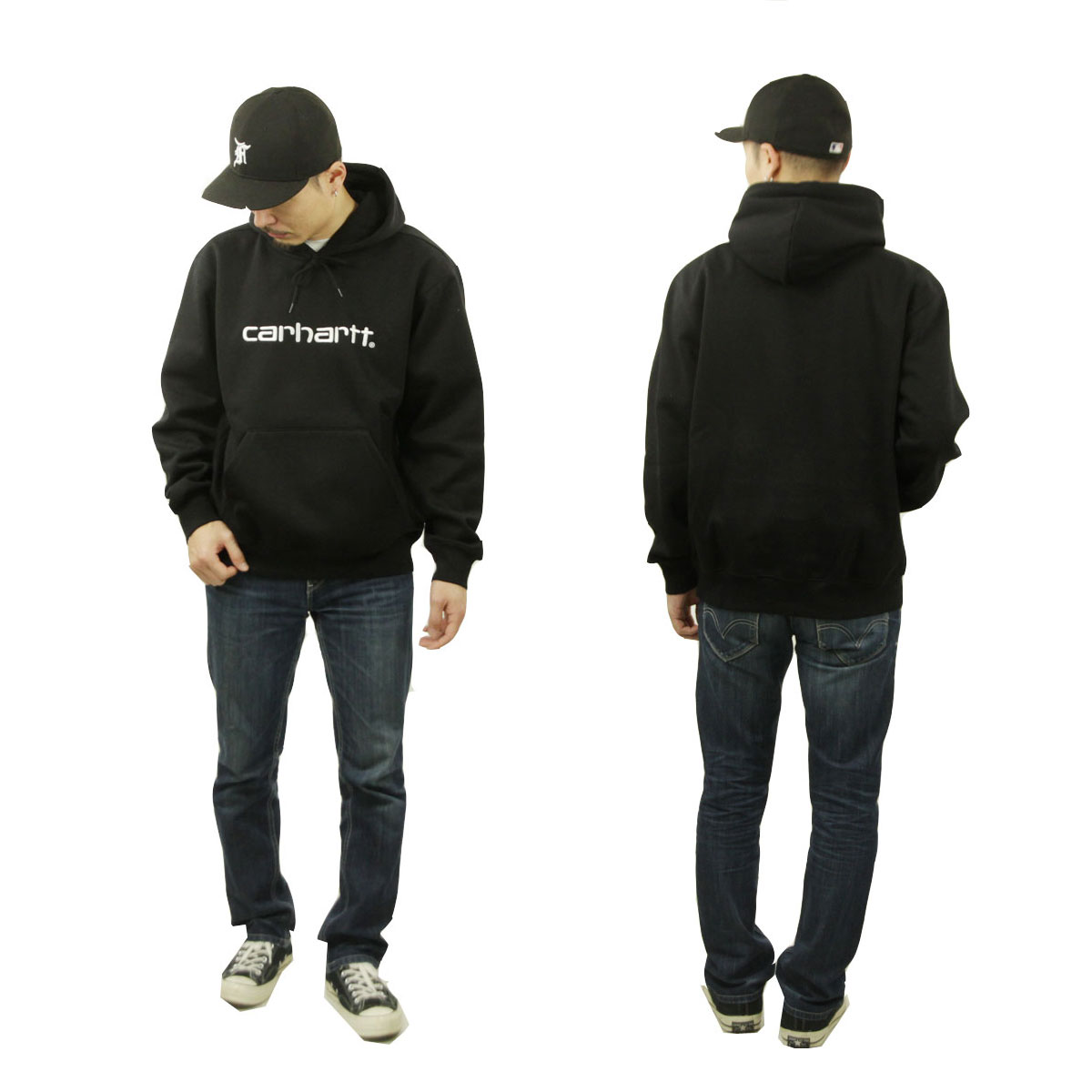 �����ϡ��� ��� �ѡ����� ������ CARHARTT WIP �ա��ǥ��� �ץ륪���С� ���� HOODED CARHARTT SWEATSHIRT BLACK / WHITE I030547 0D2XX AB0B B1C C1D D5E E13F