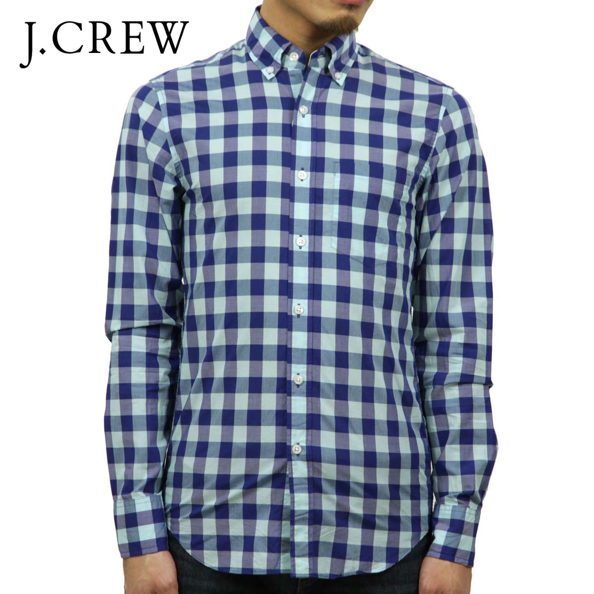 ���������롼 ����� ��� ������ J.CREW Ĺµ����� �ܥ�������󥷥��  SLIM LIGHTWEIGHT SHIRT IN AQUA GINGHAM BLUE A38B B1C C1D D6E E07F