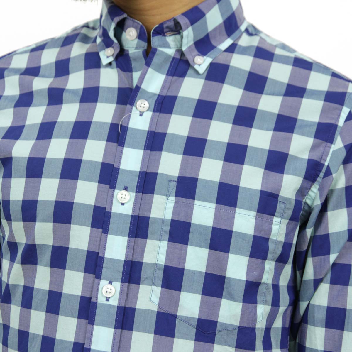 ���������롼 ����� ��� ������ J.CREW Ĺµ����� �ܥ�������󥷥��  SLIM LIGHTWEIGHT SHIRT IN AQUA GINGHAM BLUE A38B B1C C1D D6E E07F