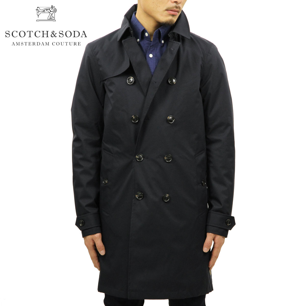 åɥ SCOTCHSODA Ź   CLASSIC DOUBLE BREASTED TRENCH COAT 139242 0002 41121 NIGHT A39B B1C C1D D4E E06F